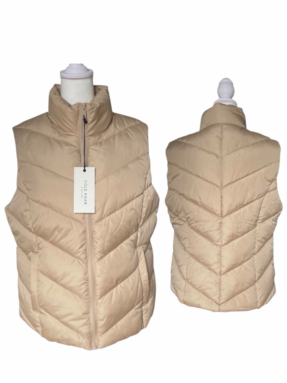 Cole Haan Women's Beige Puffer Vest. Medium. New with tags! - Picture 2 of 13